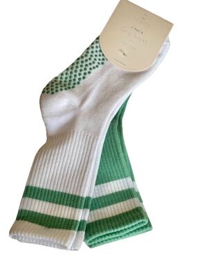 2 pack Balance Collection Mint Green White Non-Slip Crew Socks NEW Pilates Yoga